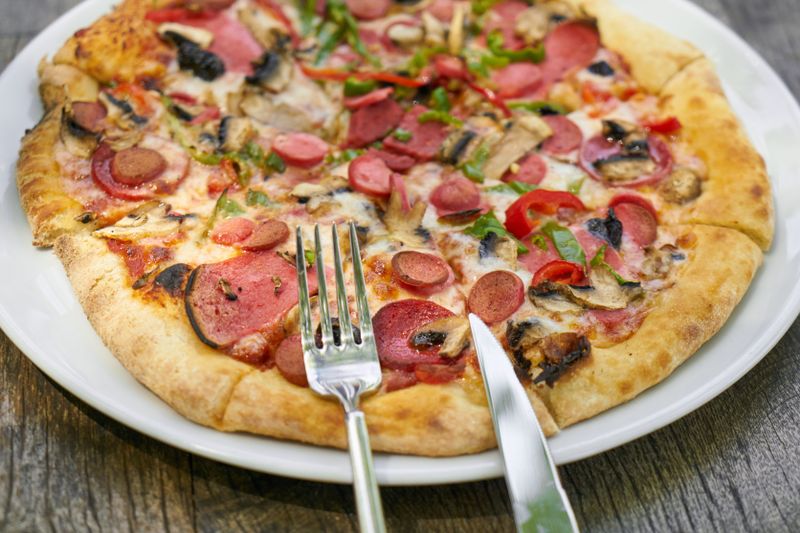 Sausage and Mushroom Deep Dish pizza